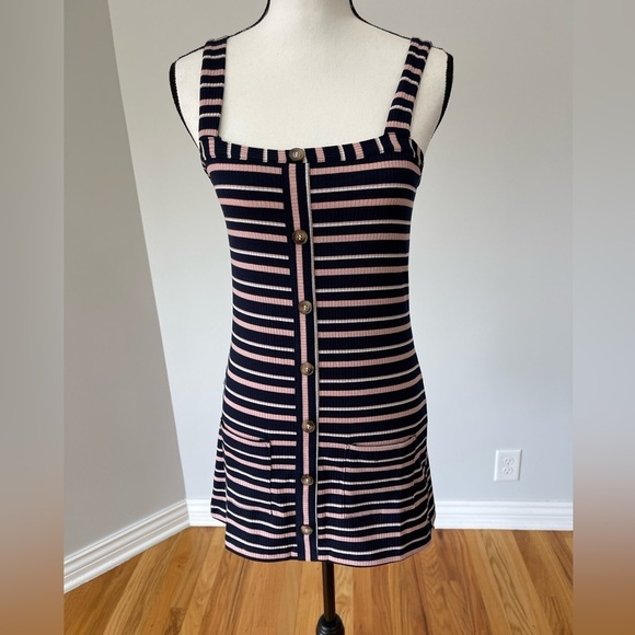 Olivaceous size medium mini rib knit dress striped sundress tank festival NWT - Picture 1 of 12